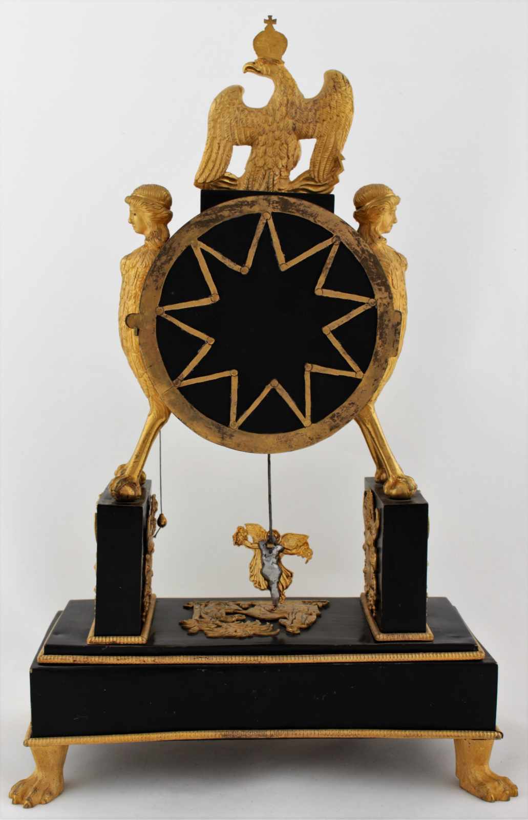 Rare Austrian Empire clock with automaton Austria, Vienna, cca 1810, fire gilt bronze case with - Image 11 of 14