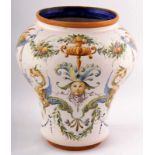 Italian Faience Pottery Vase Italy, 19th century, labeled A P F, faience - pottery vase, hand