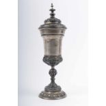 Silver cup with lid Austria-Hungary, 2nd half of 19th century, plastically decorated, fineness 800/