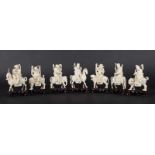 A set of seven decorative ivory sculptures China, beg.of 20th century, ivory, seven of eight