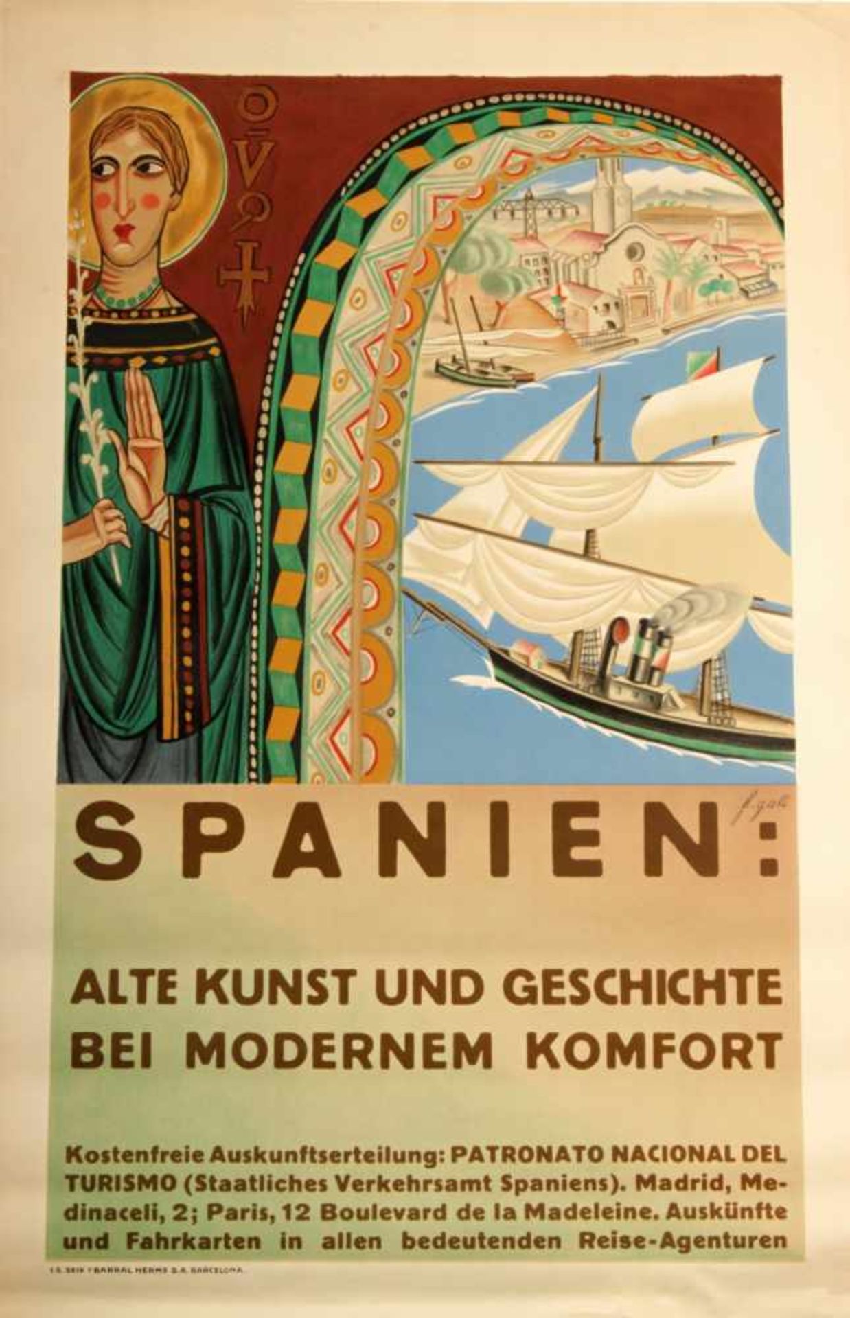 Poster Spanien - A. GALI FABRA Color poster, year 1929, Francesc de A. GALI FABRA (1880-1965),