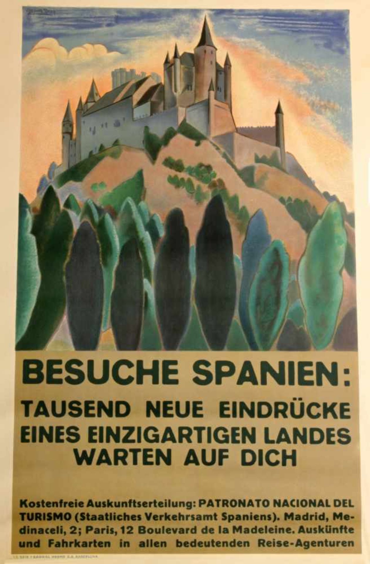 Poster Besuche Spanien Color poster, 20th to 40th years of the 20th century, Daniel VAZQUEZ DIAZ (