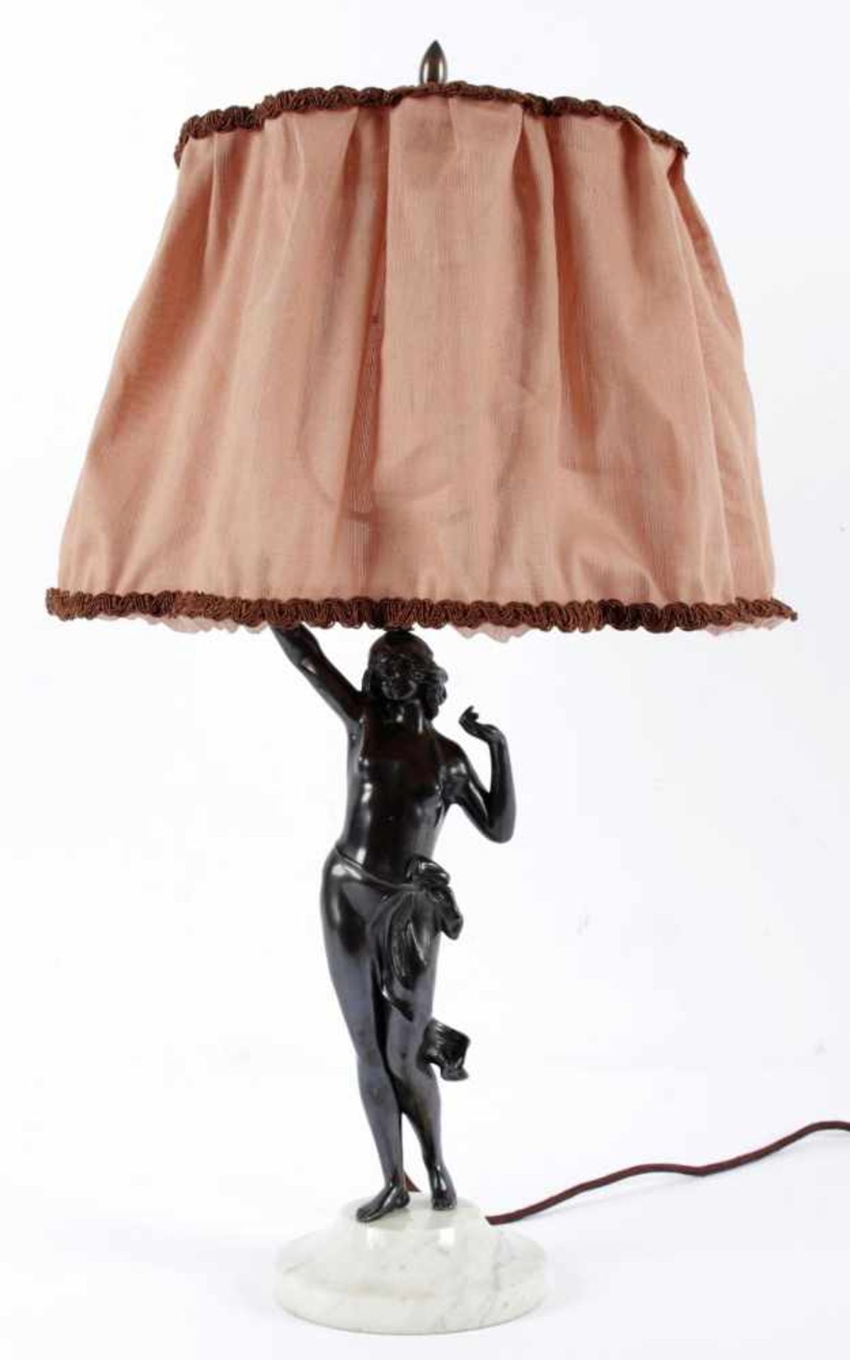 Art noveau figure lamp 1st third of the 20th century, lamp with a sculpture of a woman, patina,