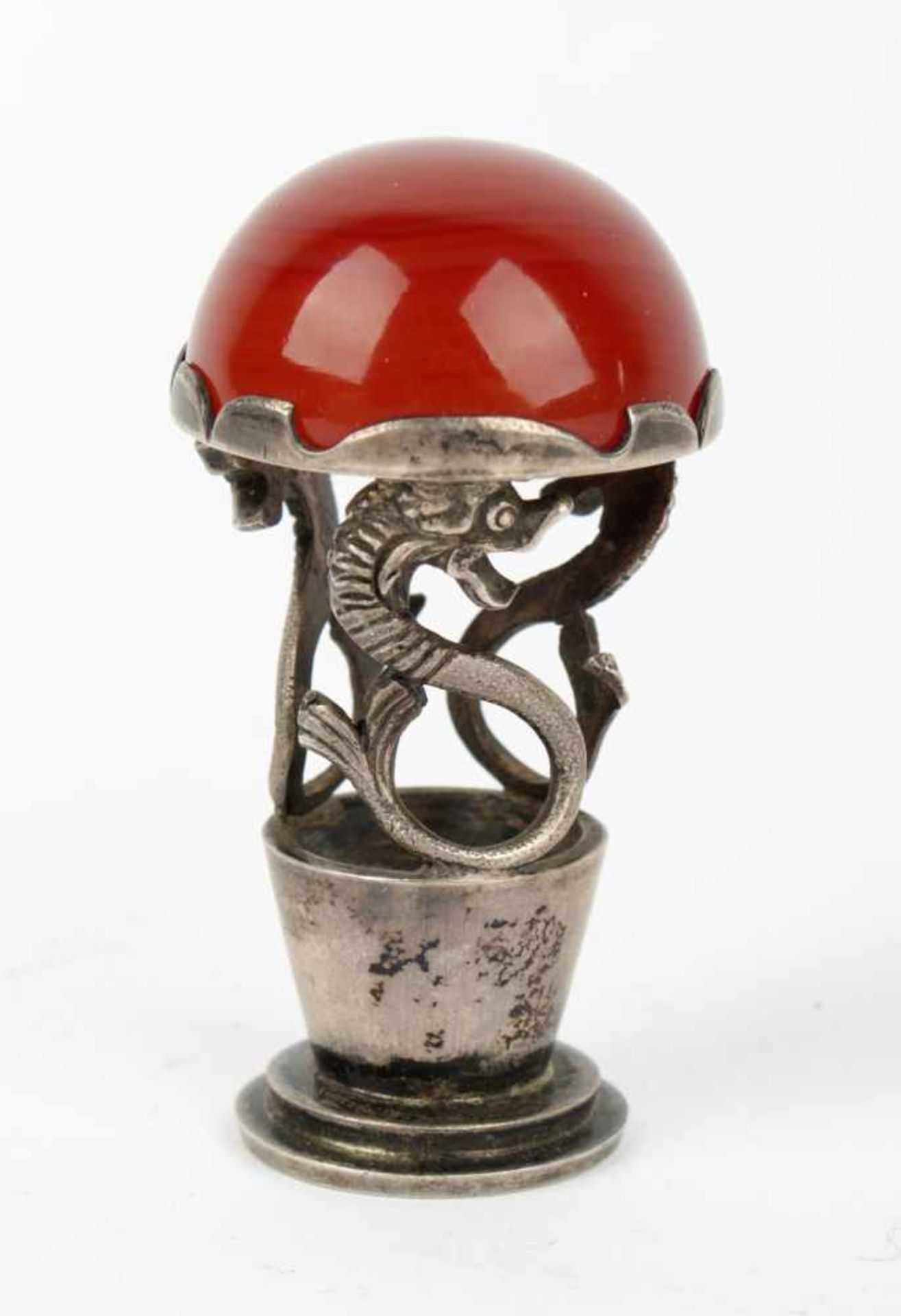 Silver wax seal with agate End of the 19th or early 20th century, silver sealer, plastic