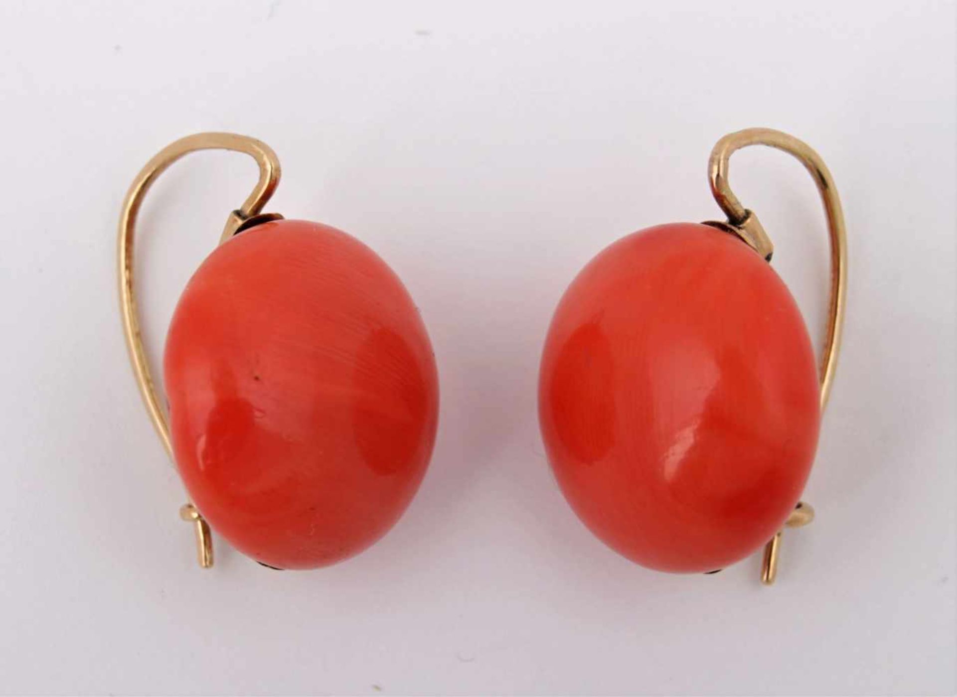 Big gold earrings with the red coral Austria-Hungary, Prague, 3rd third of the 19th century,