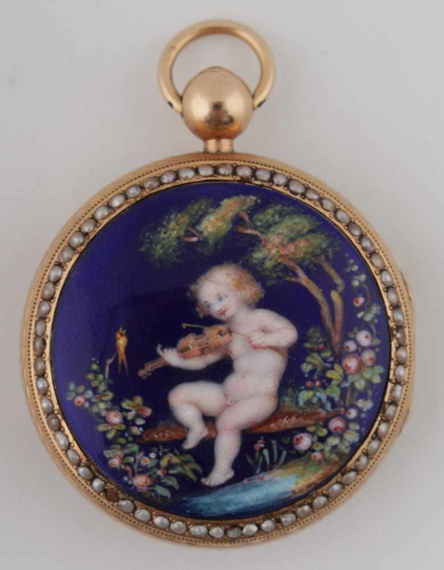 Pocket watch decorated with figurative enamel First half of the 19th century, women´s pocket