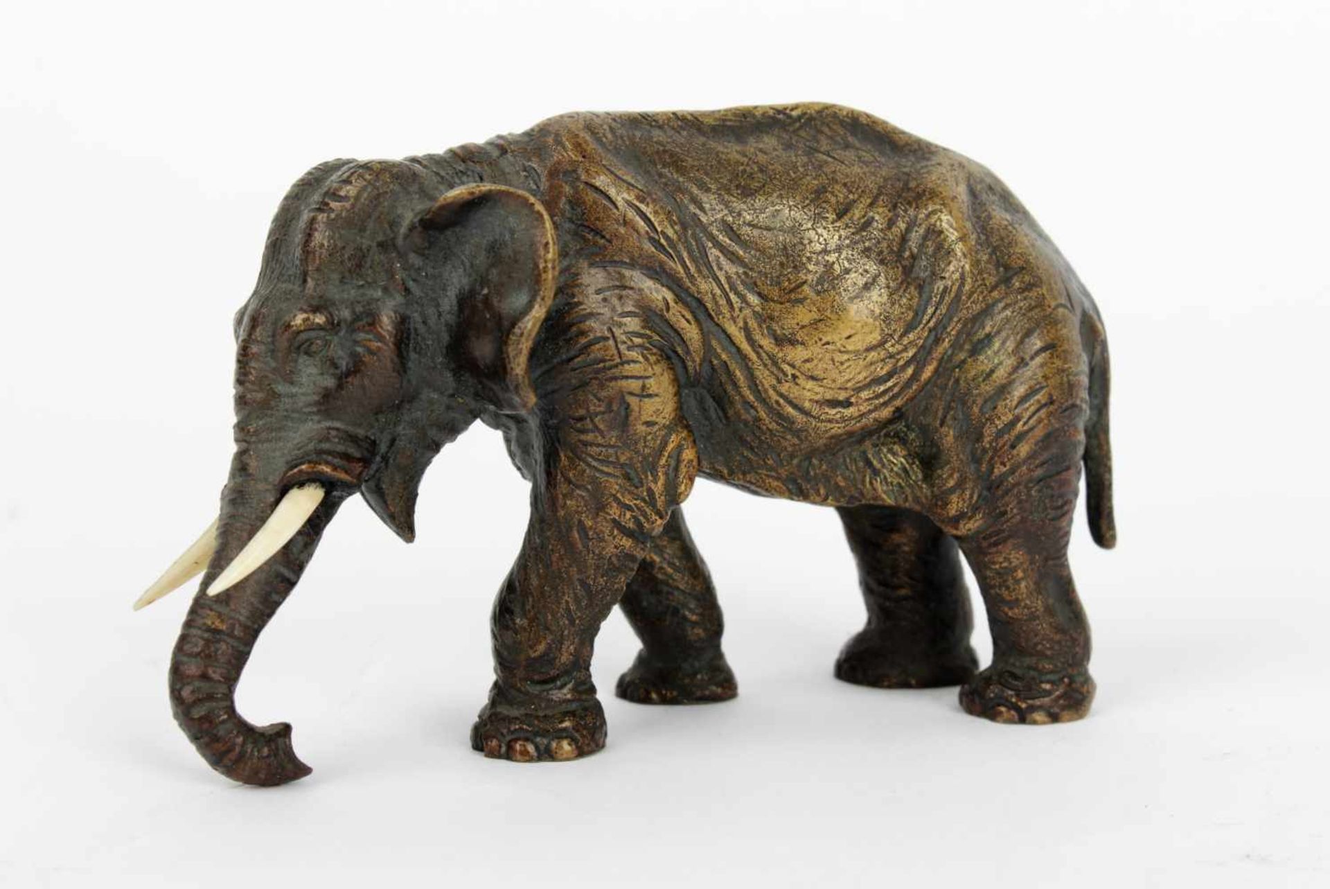 Bronze sculpture of elephant Austria-Hungary, between 19th and 20th century, bronze, patina, bone,