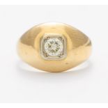 DIAMANT-RING. Deutschland, um 1990. 585/- Rosé/Weißgold, gestempelt, Gesamtgewicht: 10,0g. EU-RM: