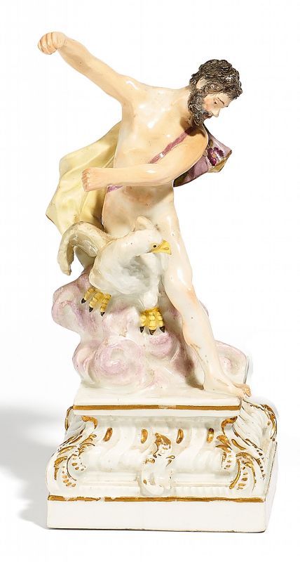 KLEINE FIGUR DES ZEUS MIT ADLER. Meissen. 18. Jh. Porzellan, farbig und gold staffiert. Höhe 13 - Image 2 of 2