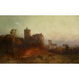 Hilgers, Carl Düsseldorf 1818 - 1890 Burg Falkenstein in der Abendsonne. Öl auf Leinwand. 57 x 93cm.