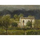 Palizzi, Filippo 1818 Vasto - 1899 Neapel Gehöft im Olivenhain. Öl auf Leinwand. 15,5 x 20cm.