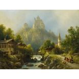 Lange, Julius 1817 Darmstadt - 1878 München Die Trostburg im Eisacktal bei Klausen. Öl auf Leinwand.