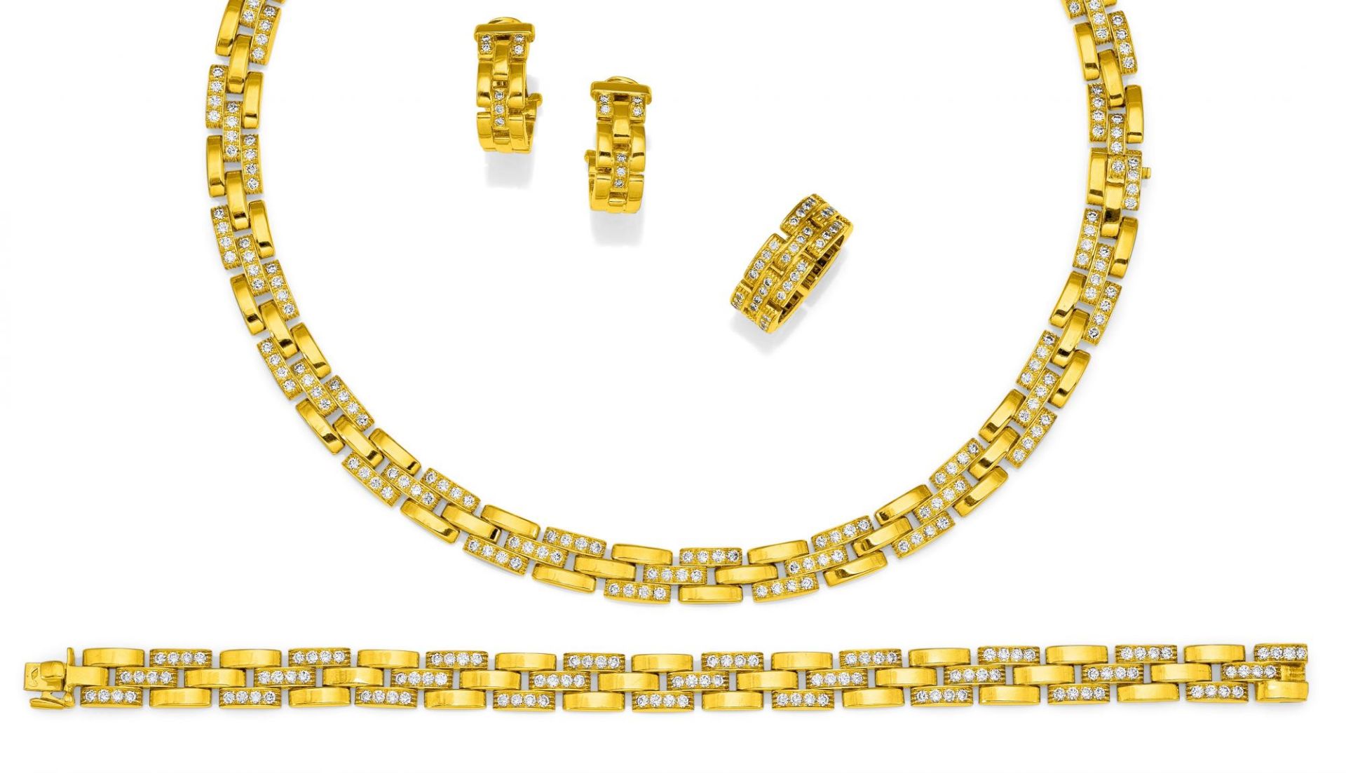 CARTIER Panthere. Gold-Diamant-Set. Frankreich, um 1990. 750/- Gelbgold, Gesamtgewicht: 147,0g. EU-