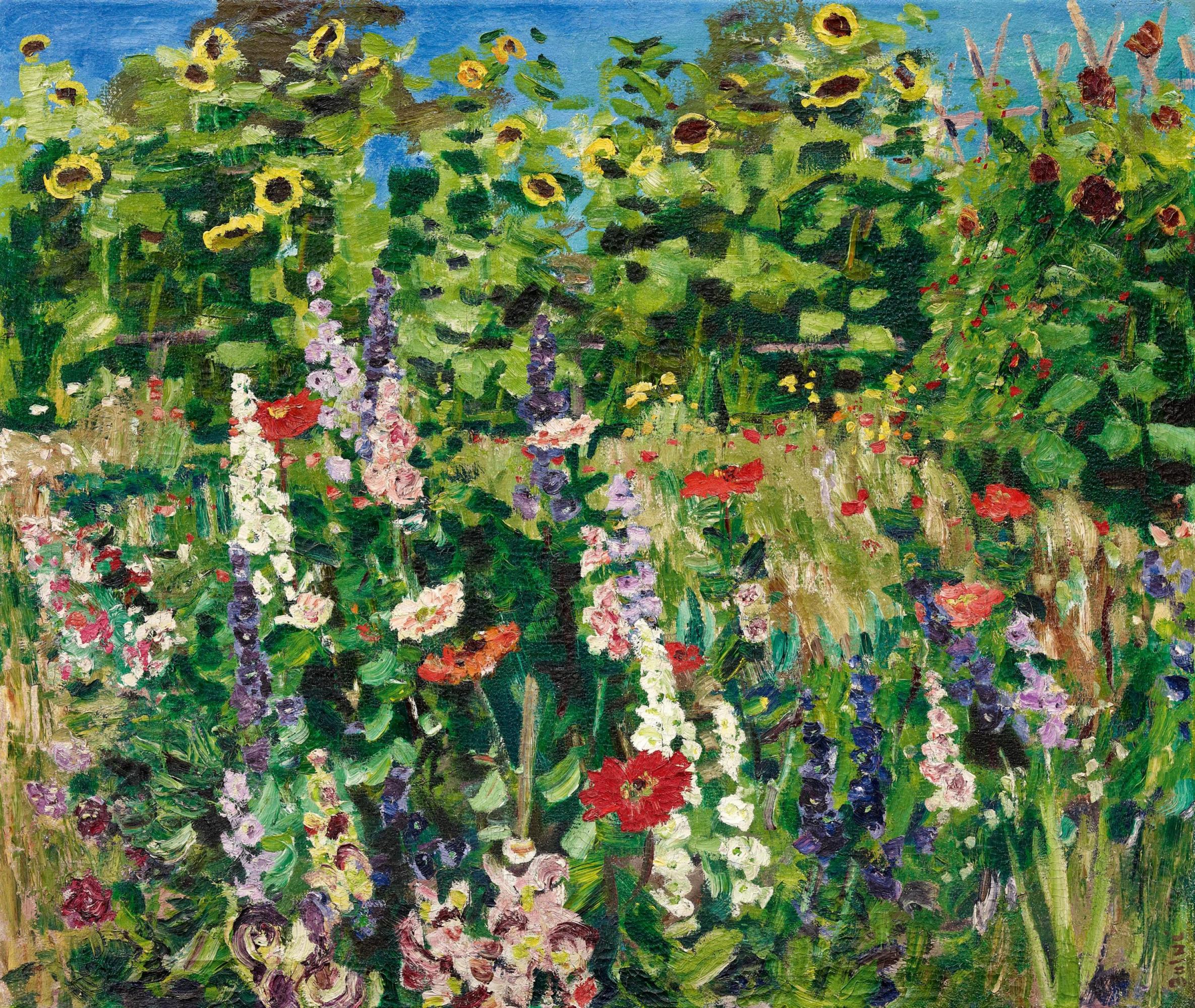 Balwé, Arnold. 1898 Dresden - 1983 Prien. "Garten im Spätsommer". Öl auf Leinwand. 85 x 100cm.