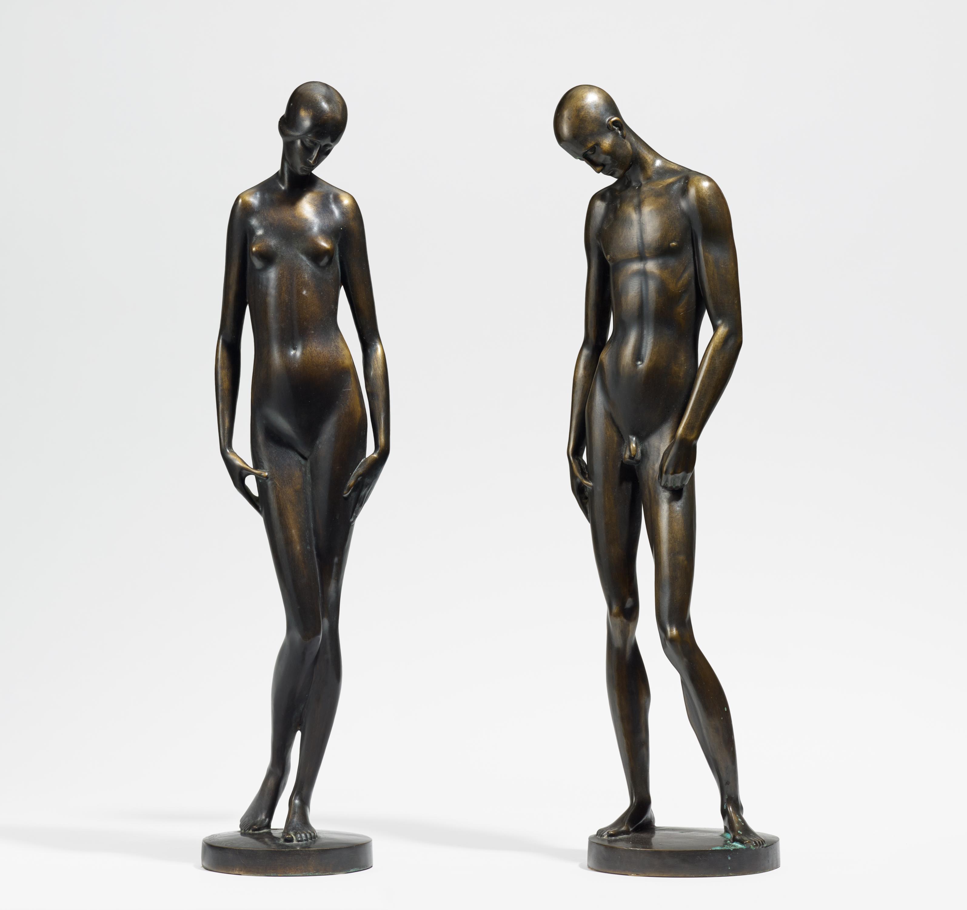 Enseling, Joseph. 1886 Coesfeld - 1957 Düsseldorf. Adam und Eva. 1914. Jeweils Bronze, braun