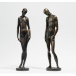 Enseling, Joseph. 1886 Coesfeld - 1957 Düsseldorf. Adam und Eva. 1914. Jeweils Bronze, braun