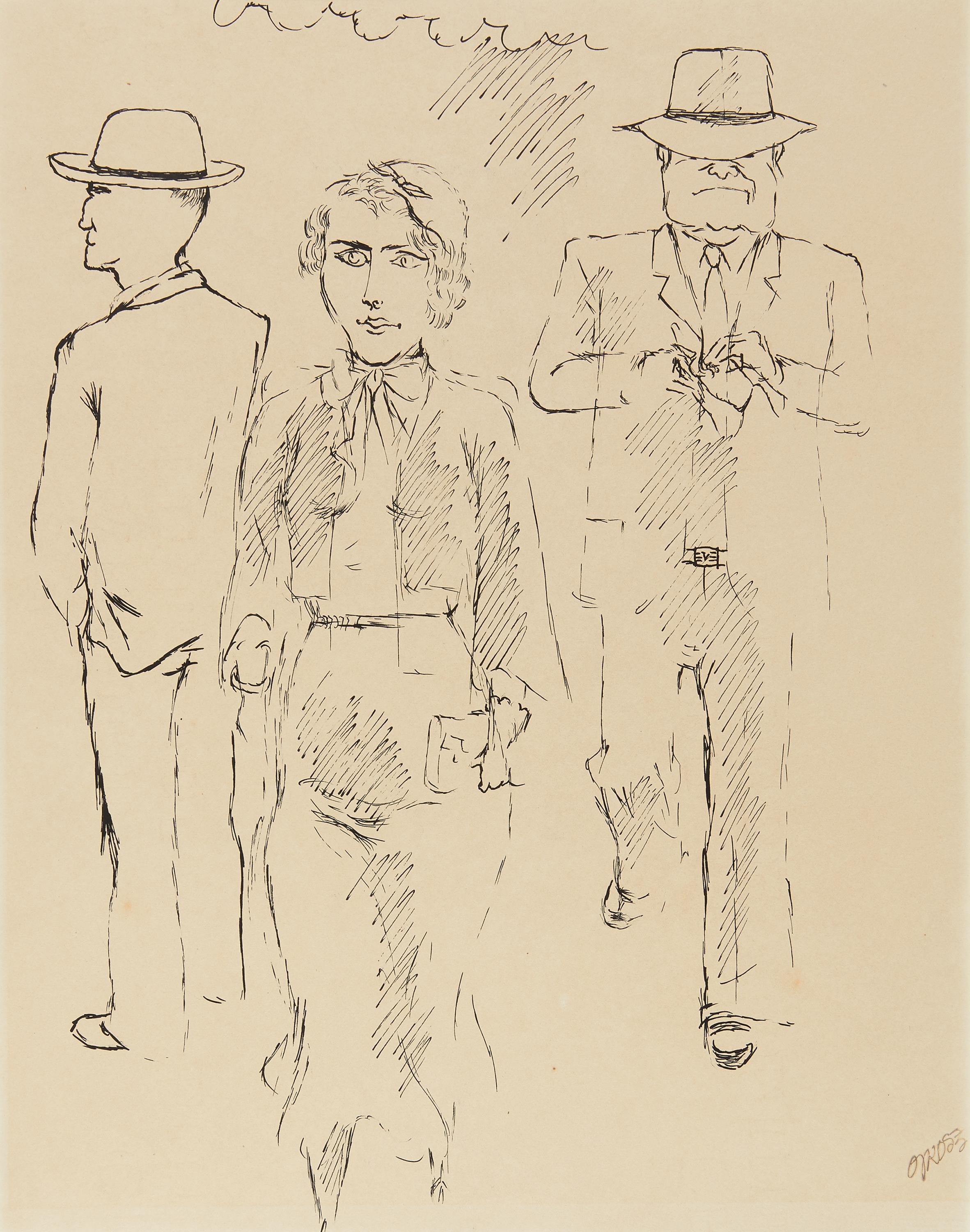 Grosz, George. Berlin 1891 - 1959. Street scene, New York. 1934. Tuschzeichnung auf Velin. 51 x 40,