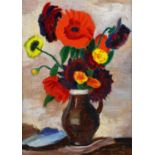 Münter, Gabriele. 1877 Berlin - 1962 Murnau. Stillleben mit Mohn. 1950er Jahre. Öl auf Karton. Auf