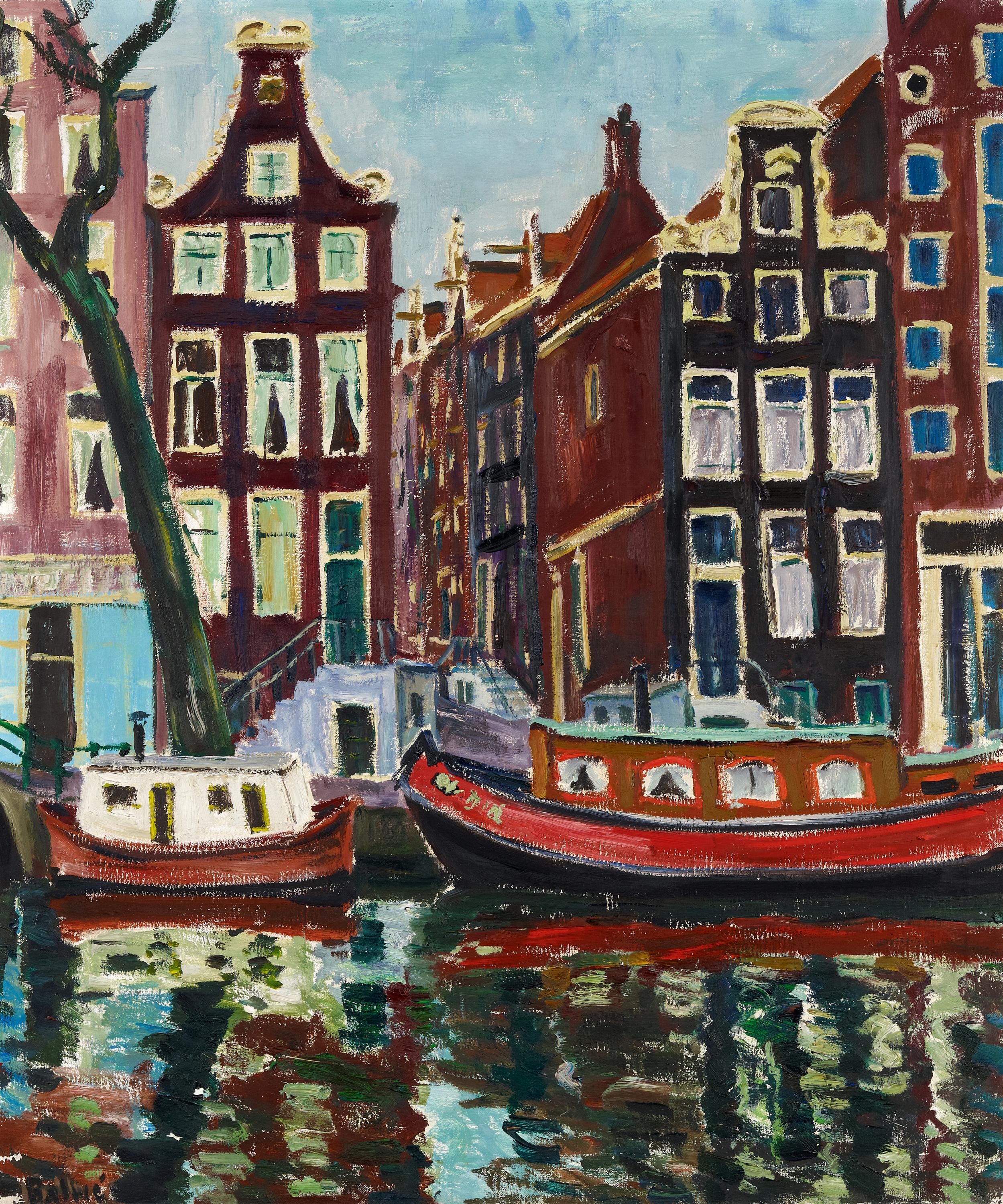 Balwé, Arnold. 1898 Dresden - 1983 Prien. "Amsterdamer Gracht I". Öl auf Leinwand. 100,5 x 85,5cm.