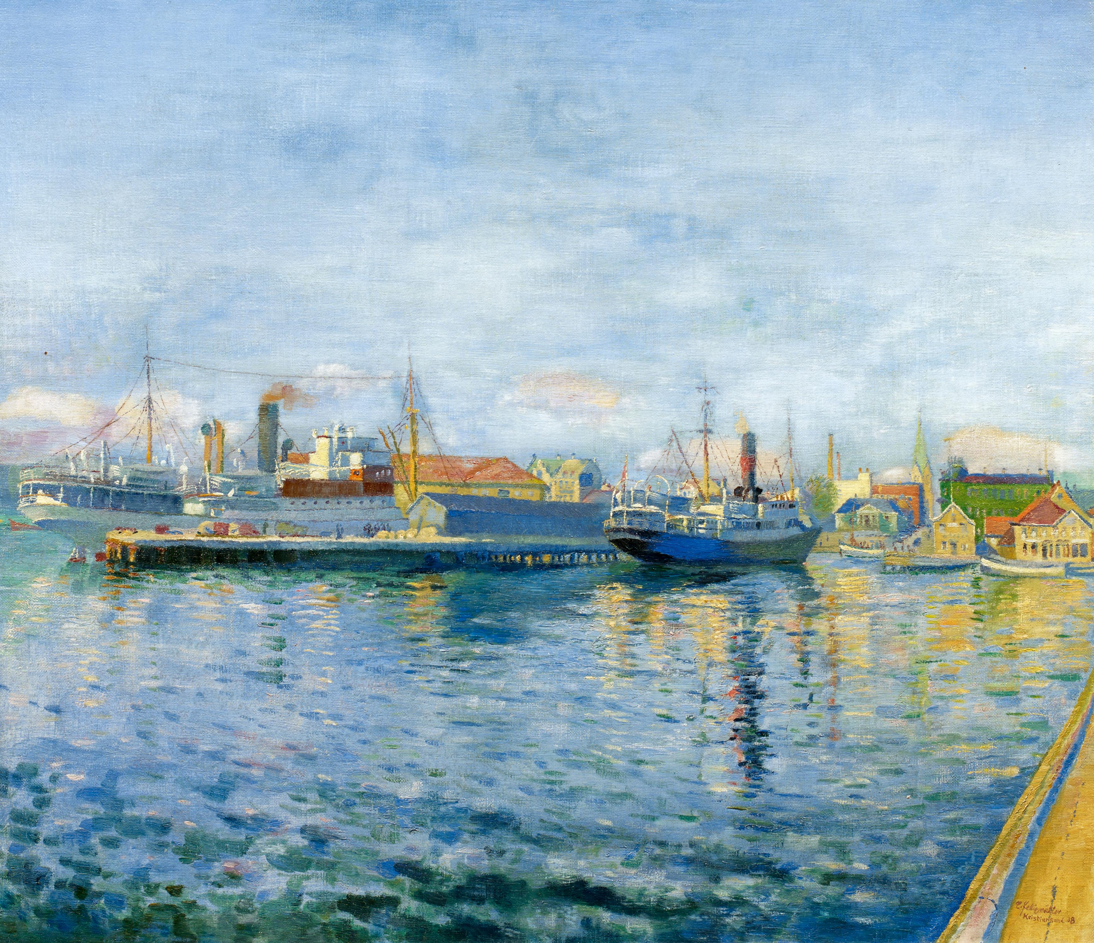 Felixmüller, Conrad. 1897 Dresden - 1977 Berlin. Kristiansand - Nachmittagssonne über Hafen und