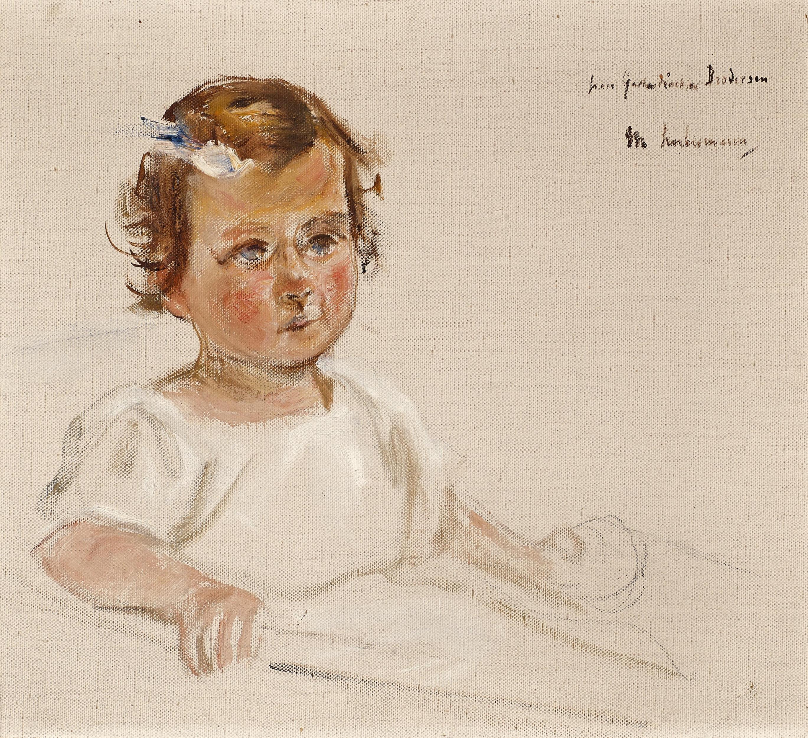 Liebermann, Max. Berlin 1847 - 1935. Brustbild eines kleinen Mädchens im Kinderwagen sitzend.