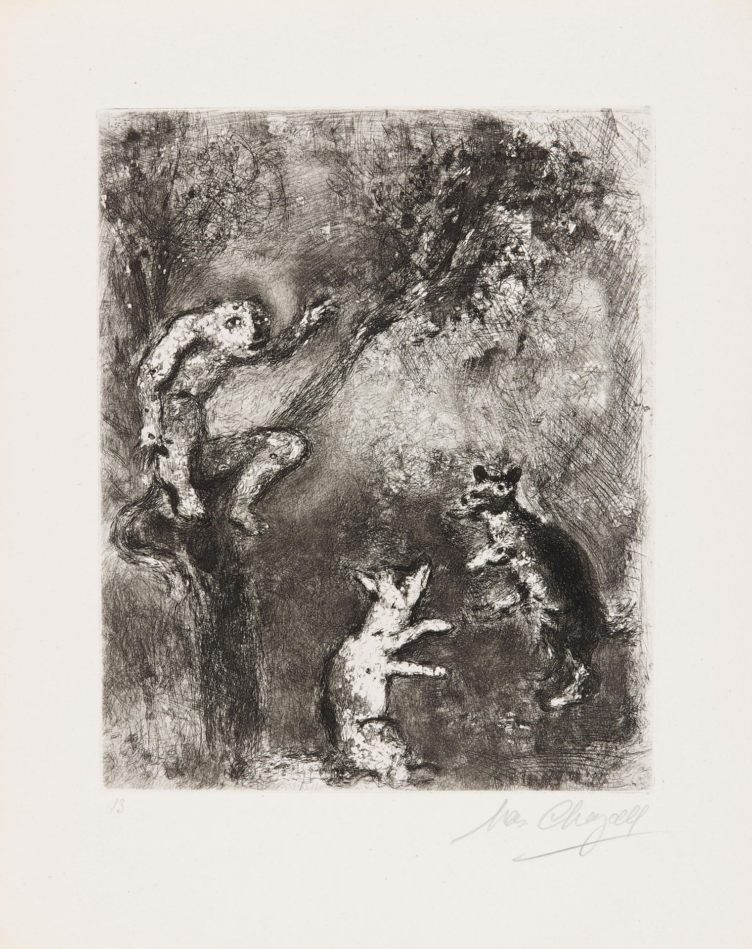 Chagall, Marc. 1887 Witebsk - 1985 St. Paul de Vence. Aus: Les fables de La Fontaine. 1927/1952.