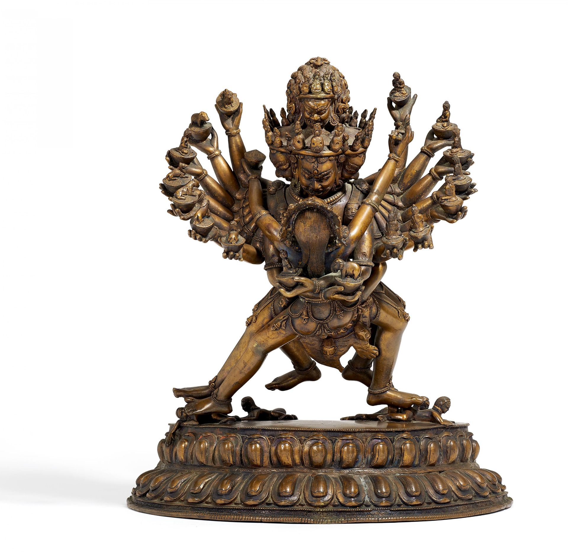 HEVAJRA IN YAB-YUM. Nepal. 19./20. Jh. Feinteilige Kupferbronze mit dunkler Patina. Die tantrische