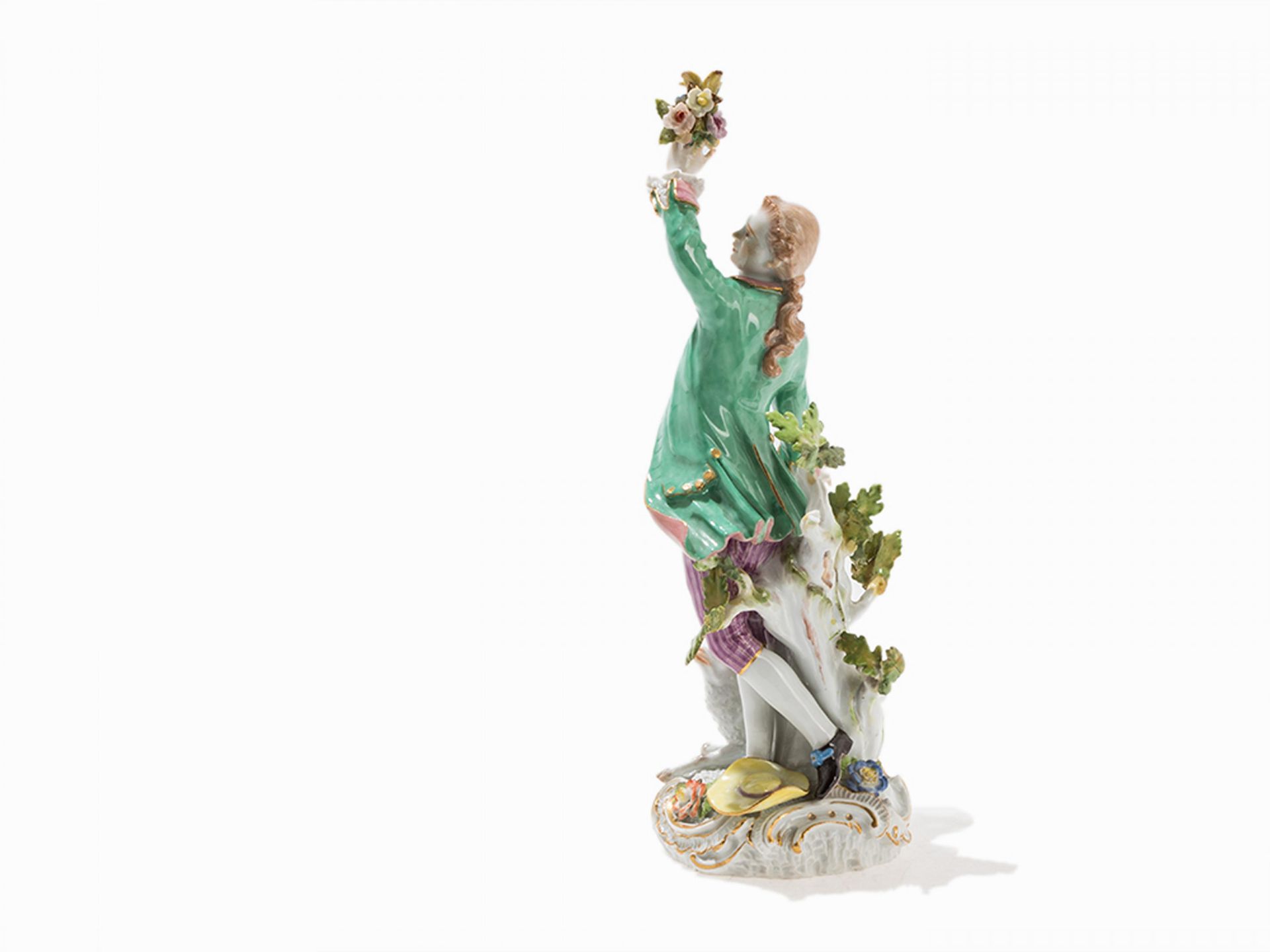 SCHÄFER MIT BLUMENSTRAUß Meissen Porzellan, farbig und gold bemalt 1924-34 Modell: Johann Joachim - Bild 5 aus 7