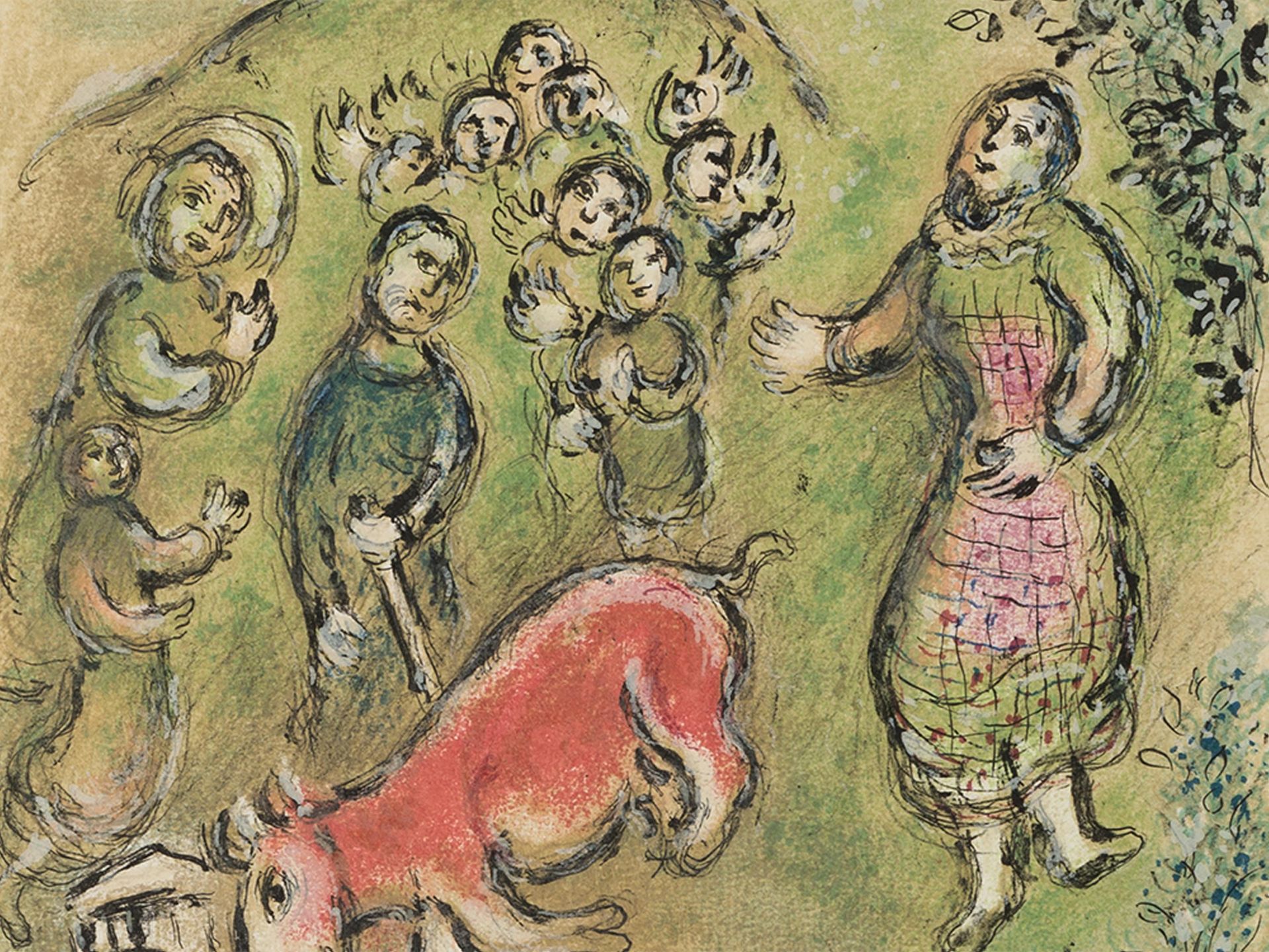 Chagall, Marc 1887 Witebsk - 1985 St. Paul de Vence Opfer für Athene Farblithografie auf Japon nacré - Image 2 of 8