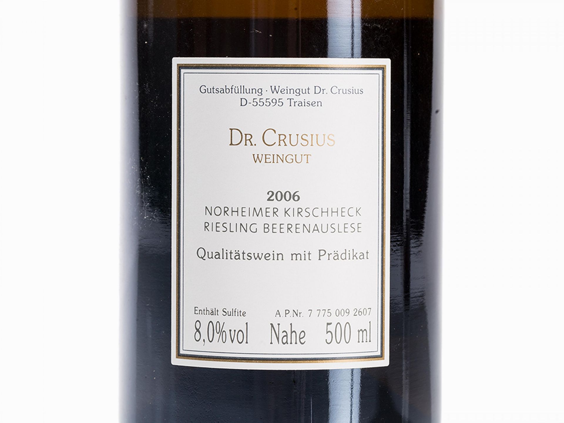 Konvolut (16 Flaschen 2006 Dr. Crusius Beerenauslese) 11 Dumpy-Flaschen Norheimer Kirschheck - Bild 4 aus 8