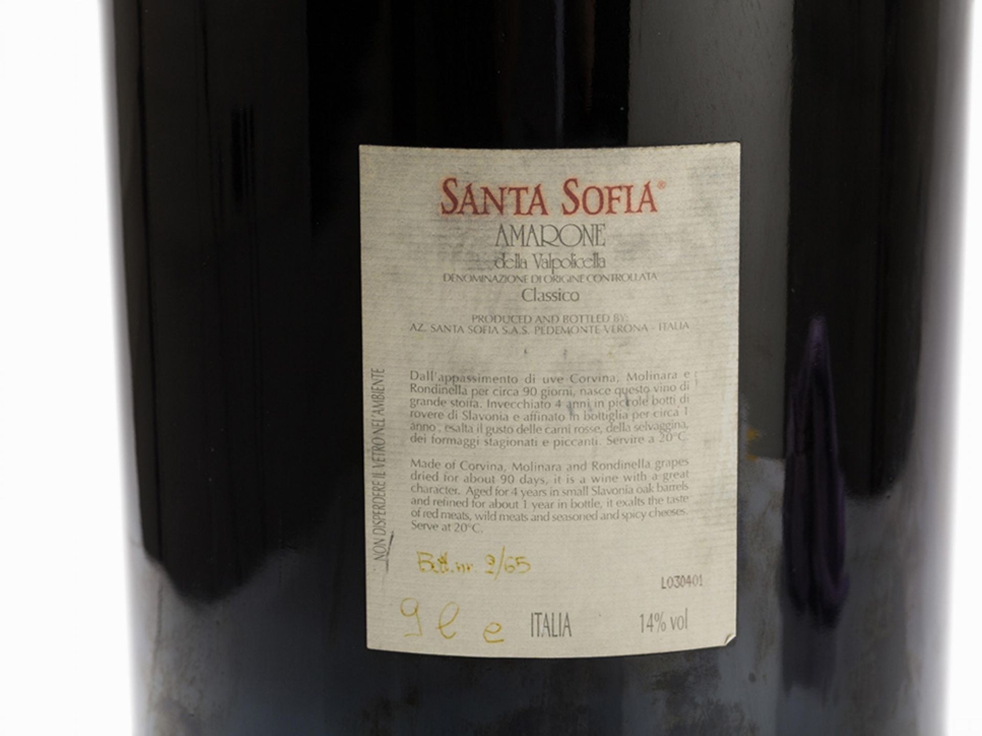 1 Salmanazar-Flasche Amarone della Valpolicella Erzeuger: Santa Sofia Jahrgang 1997 Valpolicella, - Bild 4 aus 7