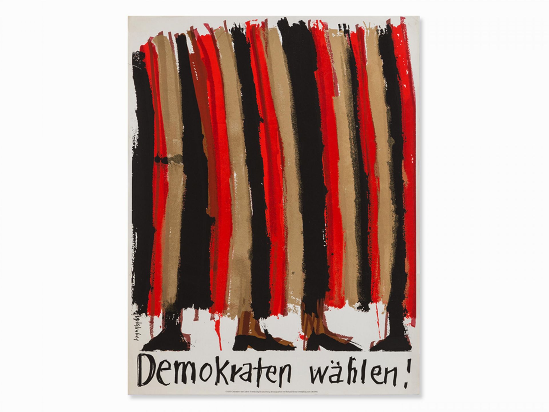 Grieshaber, HAP 1909 Rot an der Rot - 1981 Reutlingen Plakat (Demokraten wählen!) Farbserigrafie auf