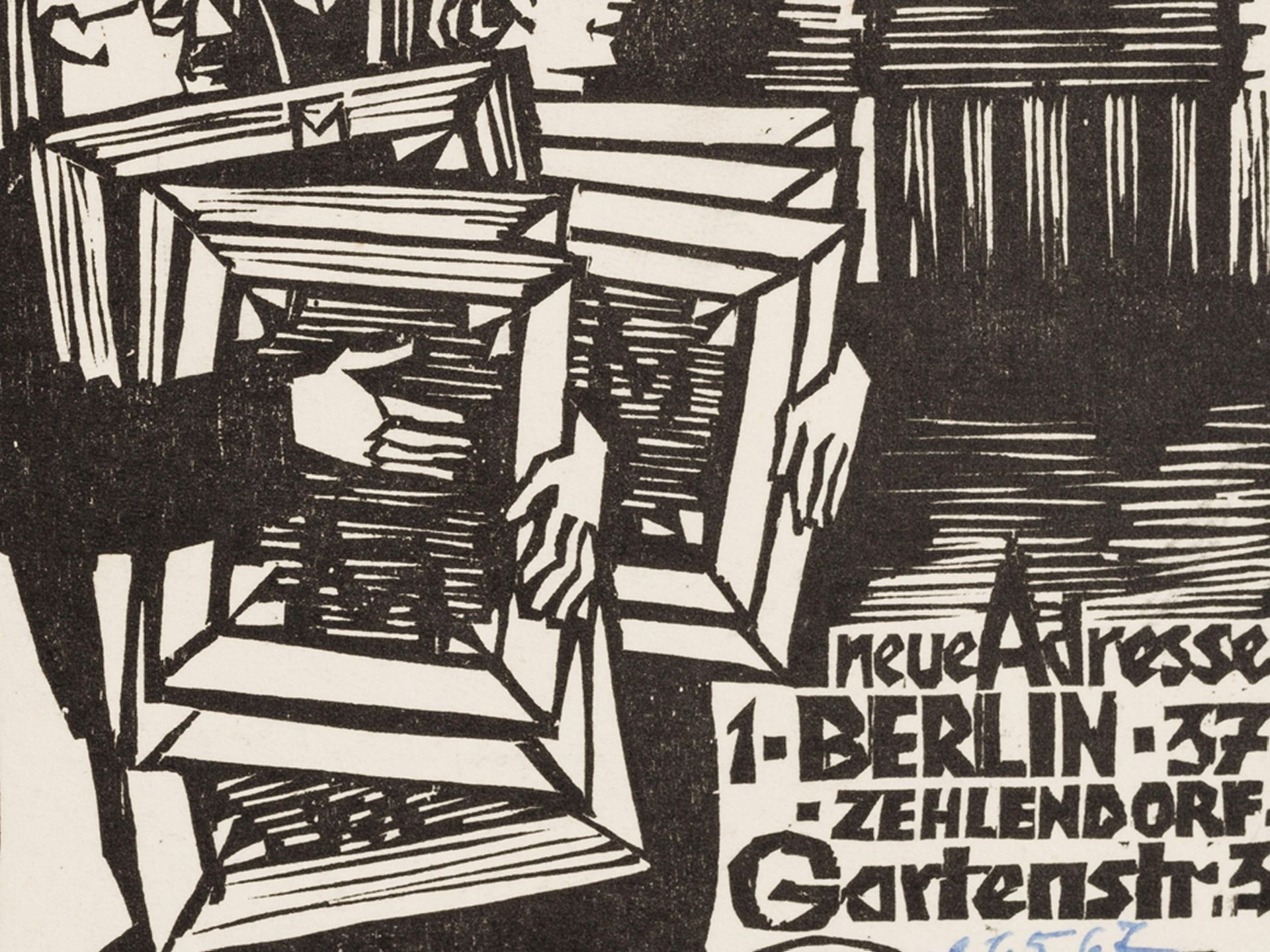 Felixmüller, Conrad 1897 Dresden - 1977 Berlin Umzugskarte Holzschnitt auf Karton (Postkarte) 1967 - Image 6 of 9