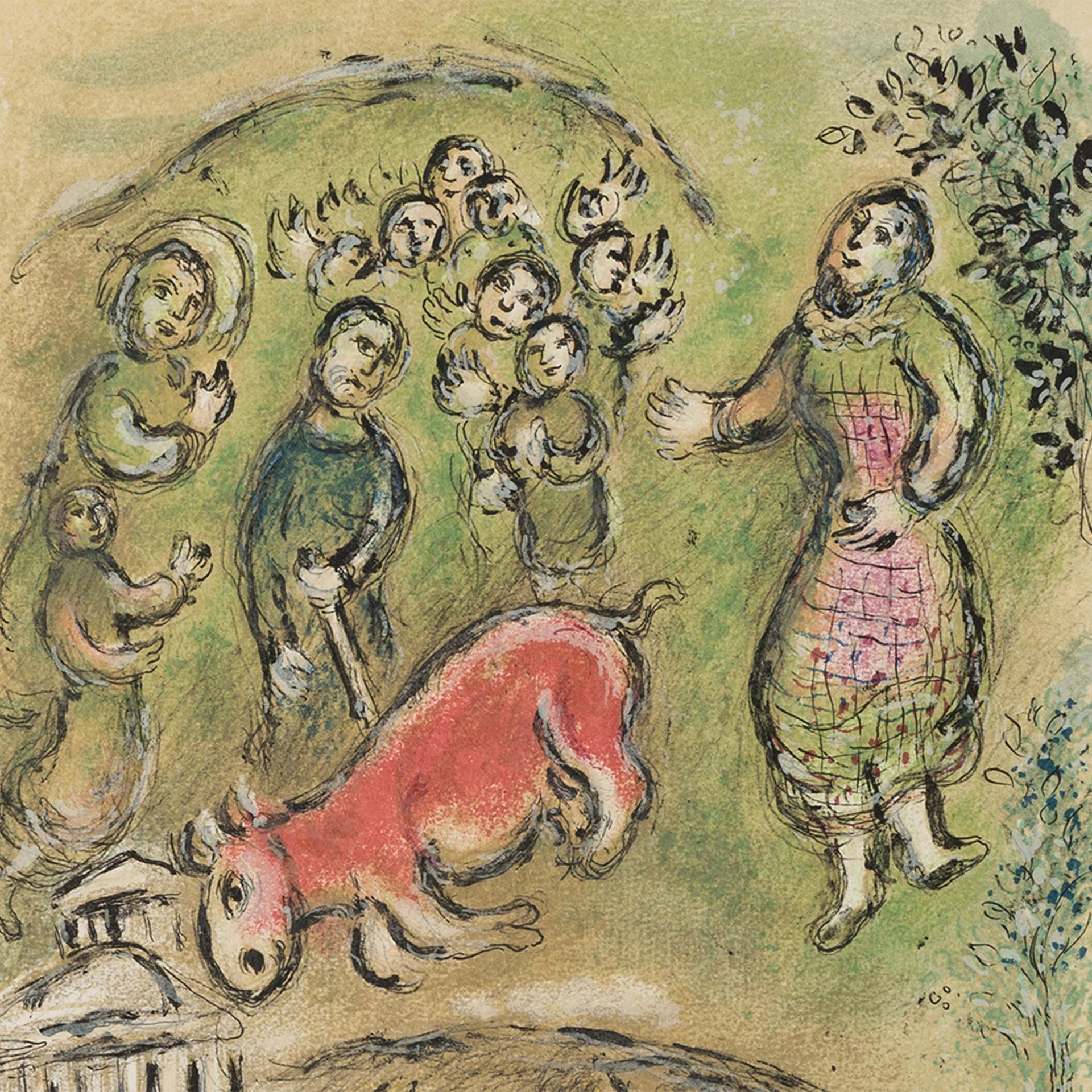 Chagall, Marc 1887 Witebsk - 1985 St. Paul de Vence Opfer für Athene Farblithografie auf Japon nacré - Image 8 of 8
