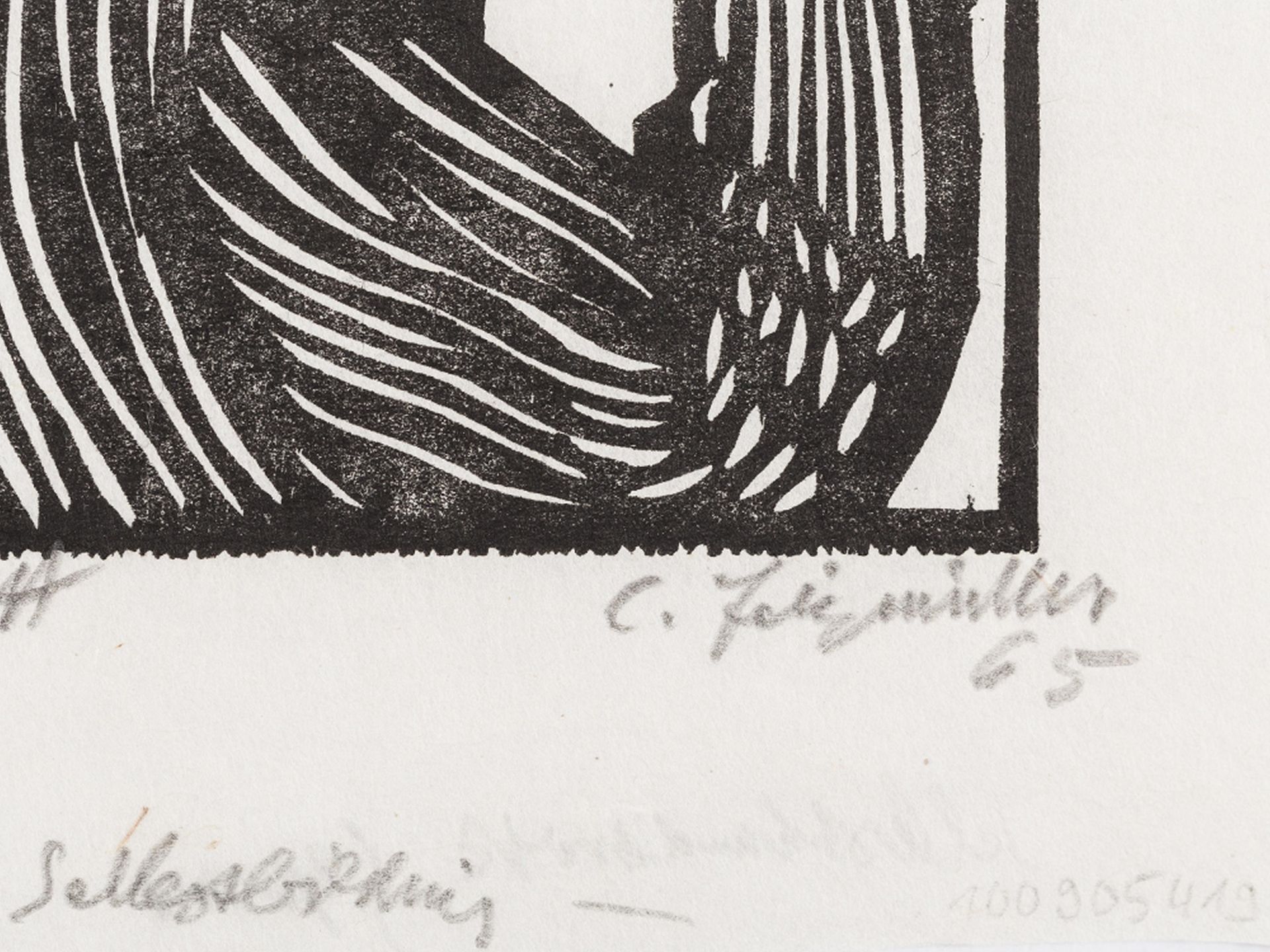 Felixmüller, Conrad 1897 Dresden - 1977 Berlin Selbstbildnis mit zeichnender Hand Holzschnitt auf - Image 3 of 7