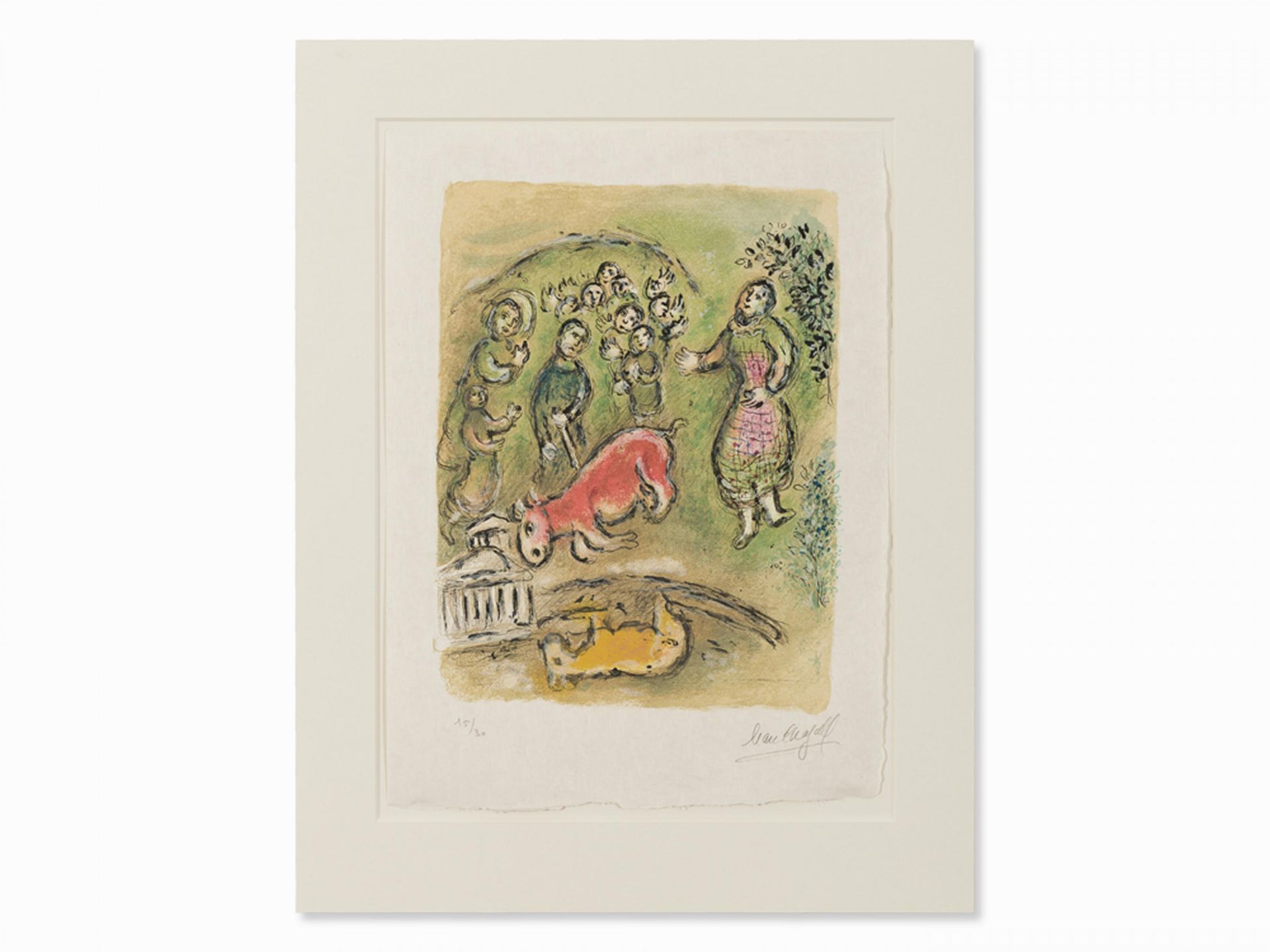 Chagall, Marc 1887 Witebsk - 1985 St. Paul de Vence Opfer für Athene Farblithografie auf Japon nacré