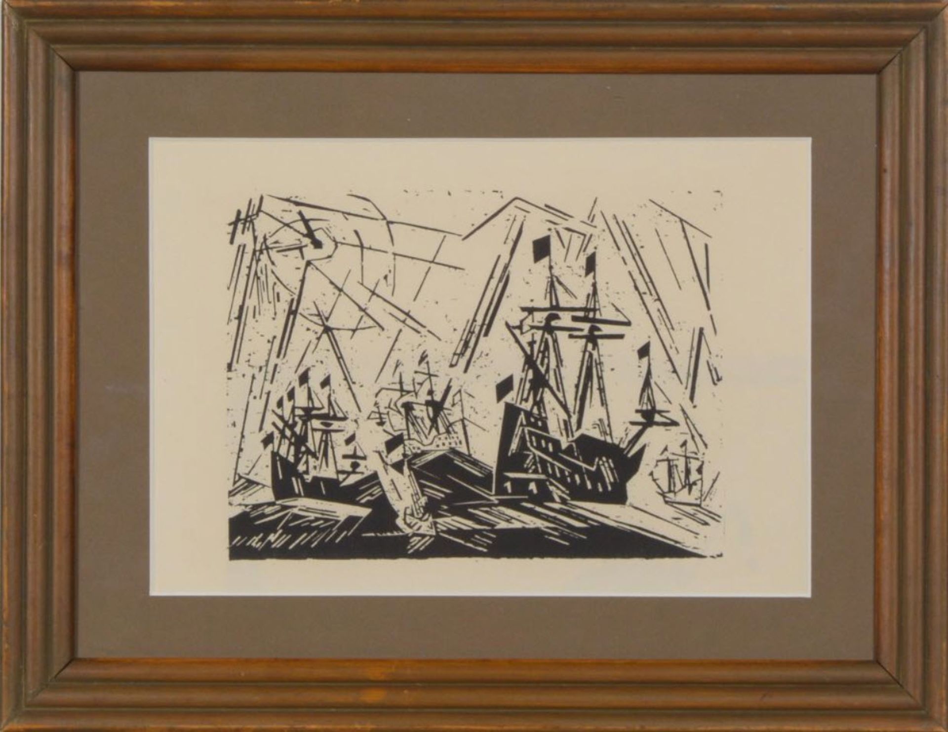 Feininger, Lyonel New York 1871 - 1956 Hansaflotte Holzschnitt auf Werkdruckpapier 1918 Verso