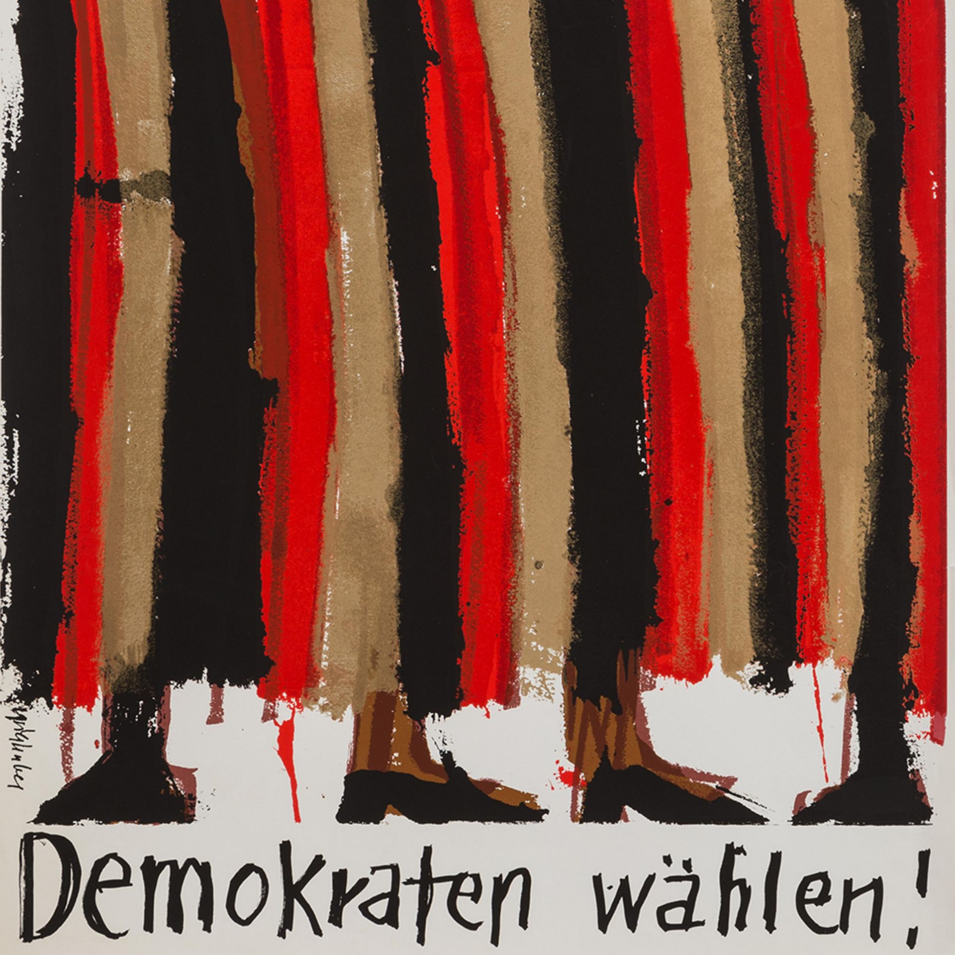 Grieshaber, HAP 1909 Rot an der Rot - 1981 Reutlingen Plakat (Demokraten wählen!) Farbserigrafie auf - Bild 6 aus 6