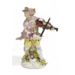 VIOLINIST AUS DER "GALANTEN KAPELLE". Meissen. 18. Jh. Modell F.E. Meyer, um 1750. Porzellan, farbig