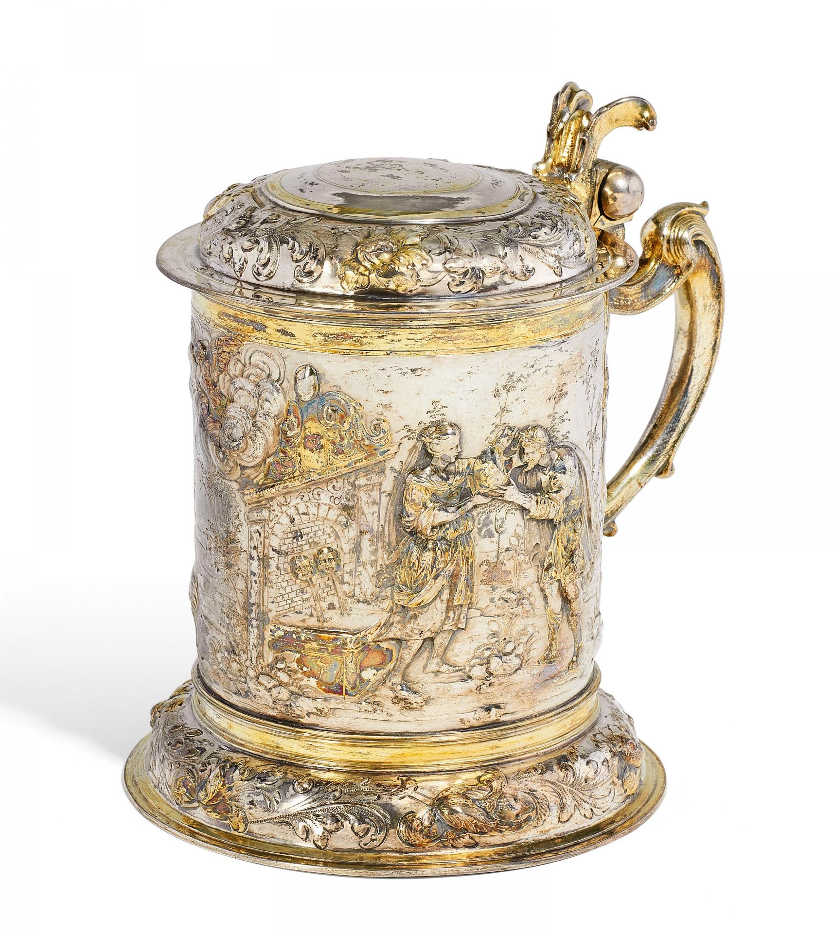 GROßER DECKELHUMPEN MIT ALTTESTAMENTARISCHEN SZENEN. Danzig. Um 1688-1700. Peter Rohde III. Silber