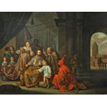 Koninck, Salomon Amsterdam 1609 - 1956 Umkreis Moses tritt auf die Krone des Pharaos. Öl auf Holz.