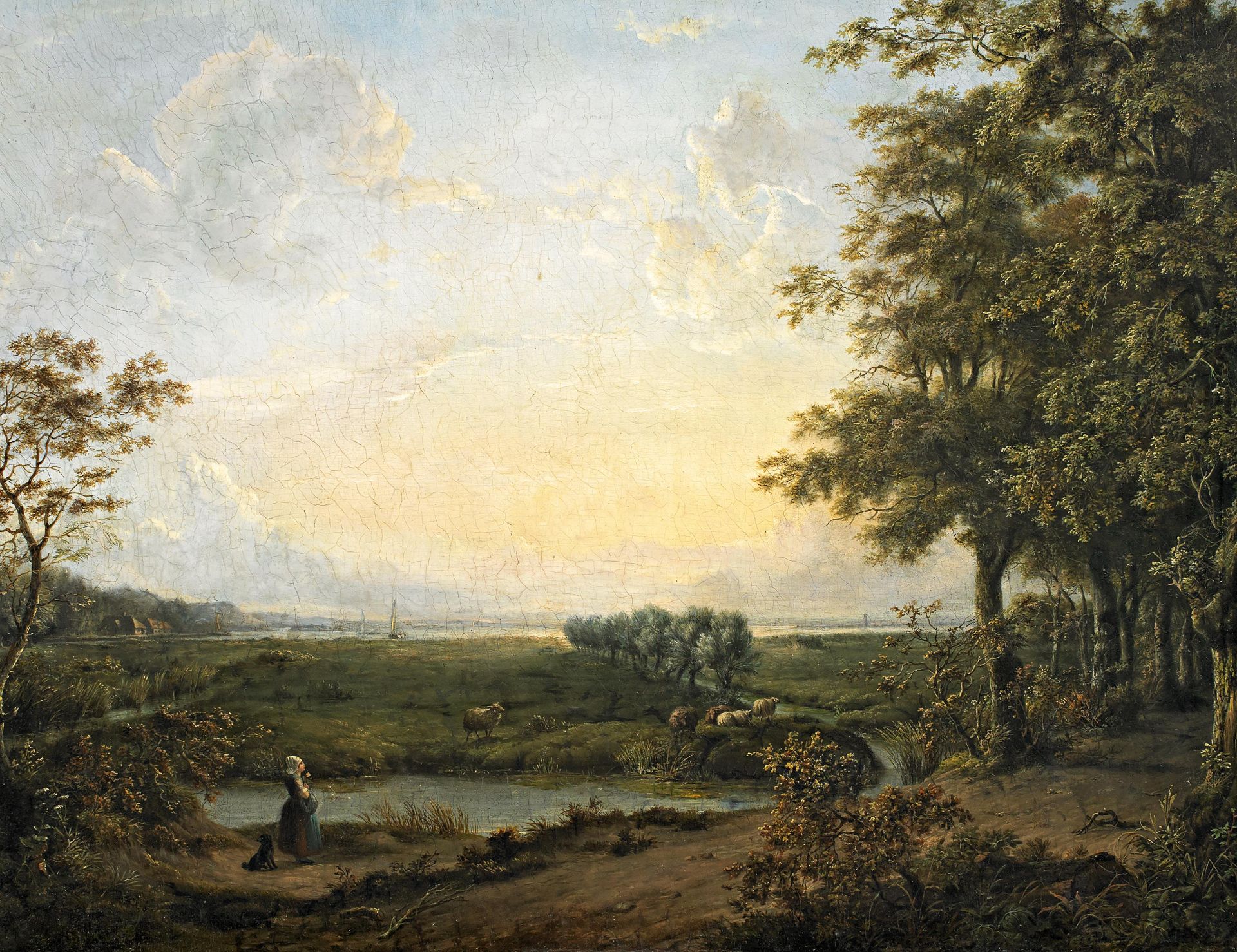 Morel, Casparus Johannes Amsterdam 1798 - 1861 1. H. 19. Jh. Weite Landschaft im Abendlicht mit
