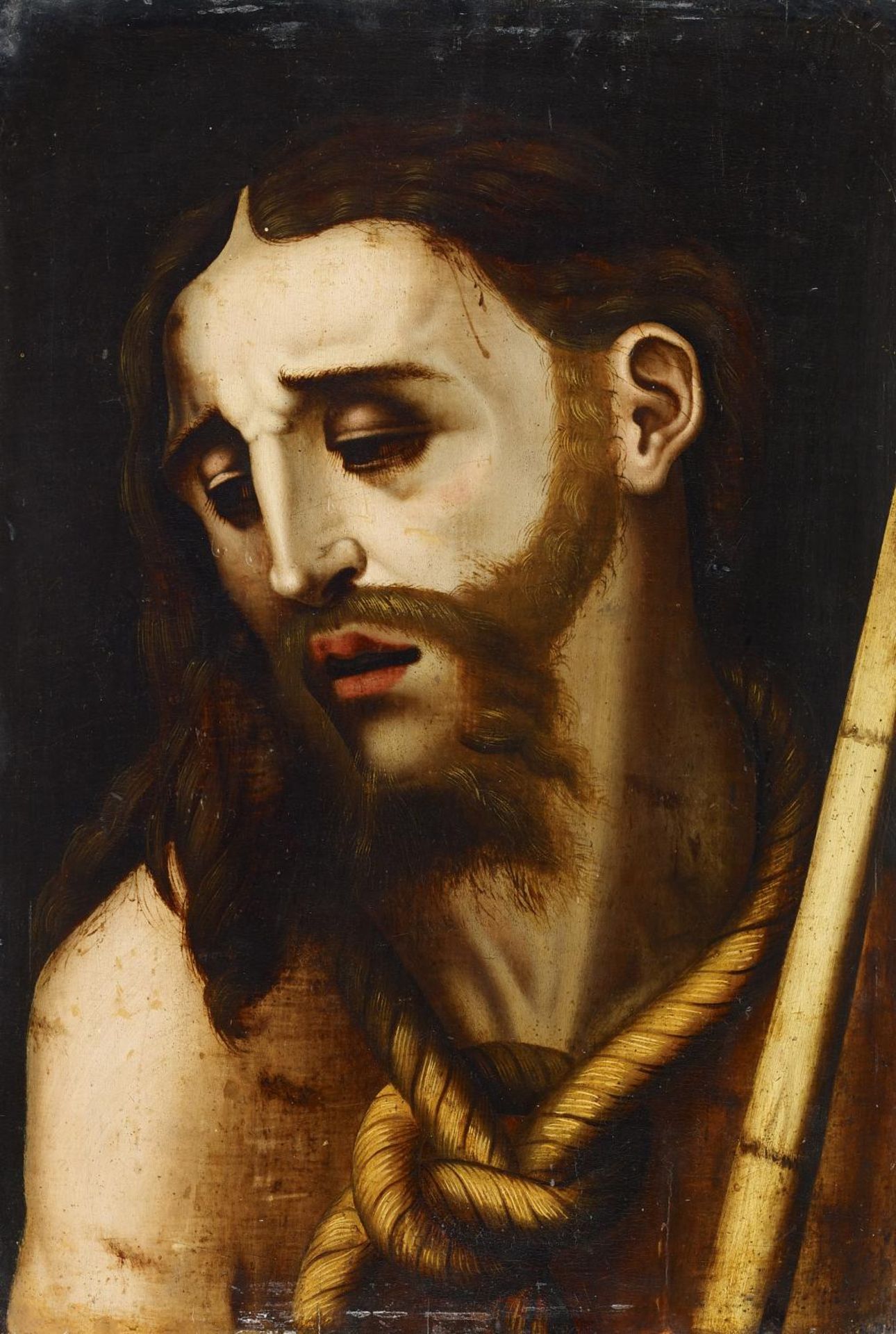 Morales, Louis de Badajoz um 1519 - nach 1587 Umkreis Ecce Homo. Öl auf Holz. 45 x 30cm. Rahmen.