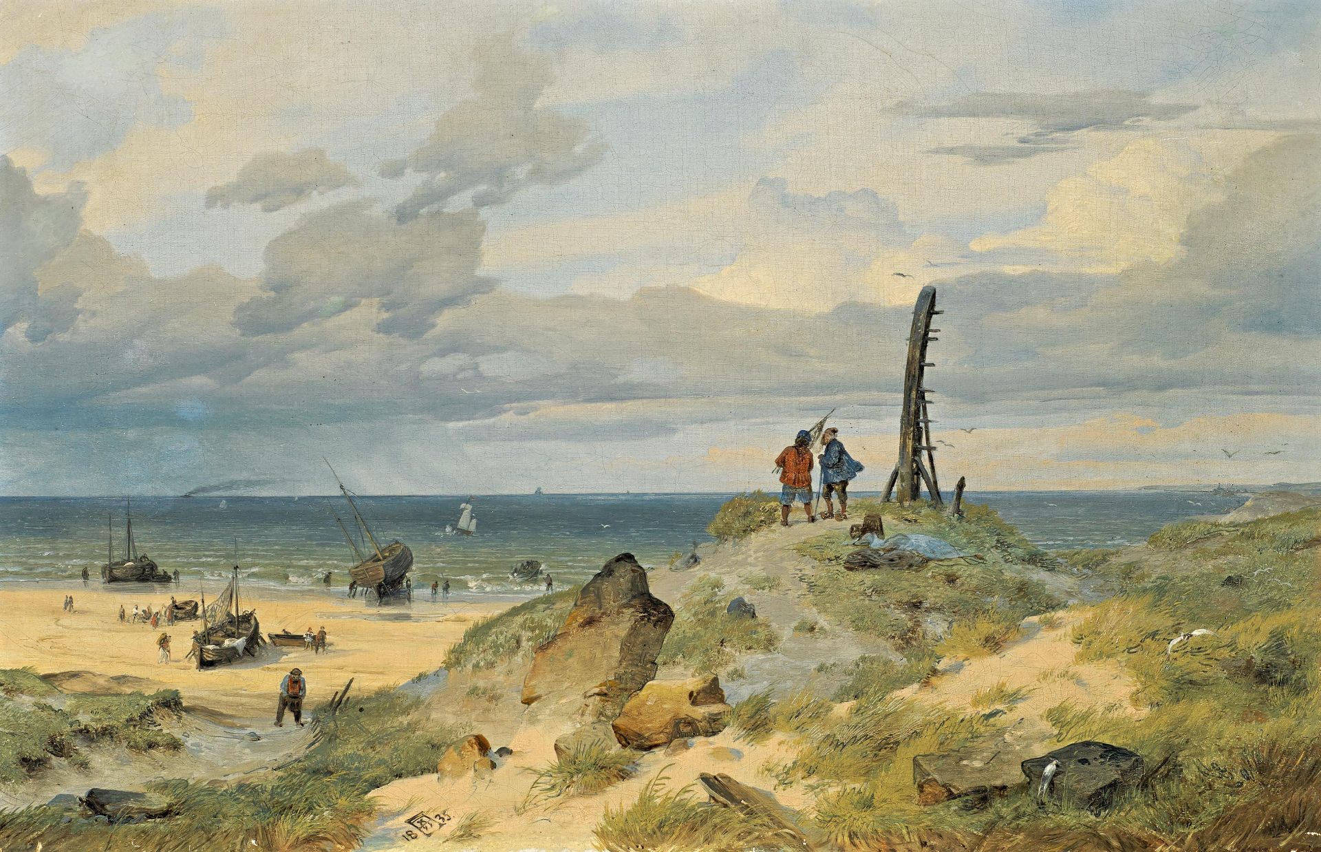 Achenbach, Andreas 1815 Kassel - 1910 Düsseldorf Sonniger Tag an der holländischen Küste mit