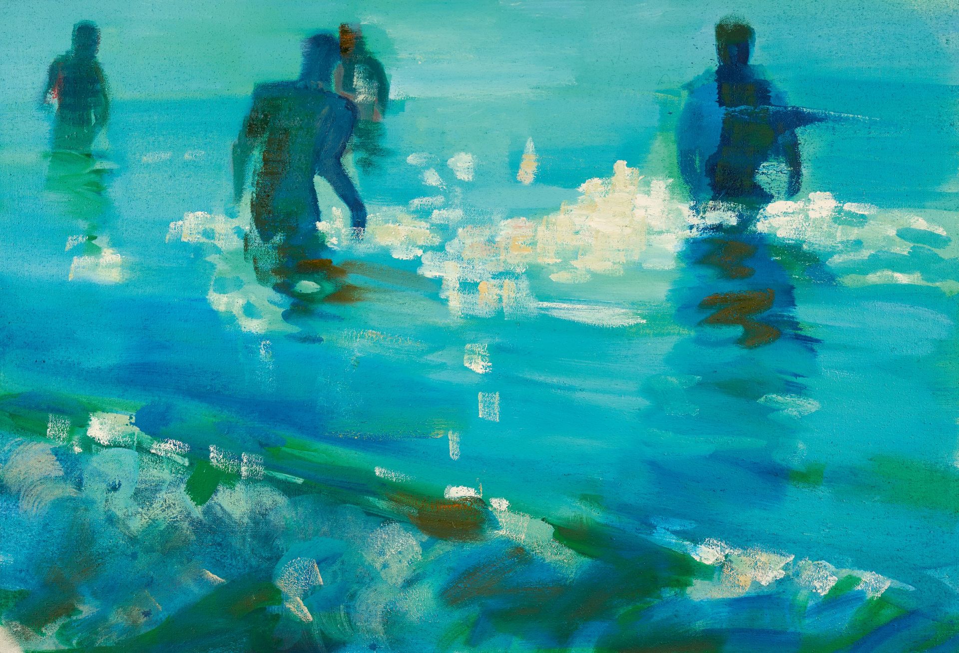 Fetting, Rainer 1949 Wilhelmshaven "Badende, Sylt". 2007. Acryl auf Rupfen. 131 x 190cm. Signiert