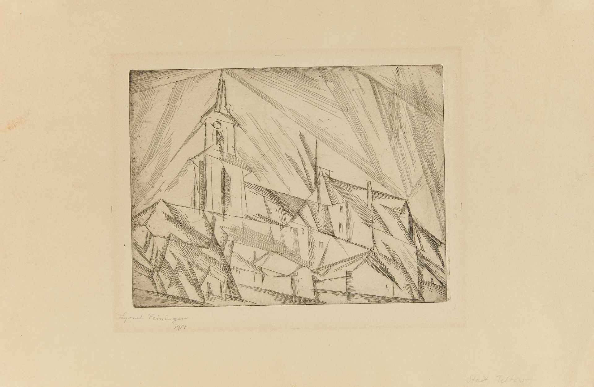 Feininger, Lyonel New York 1871 - 1956 Teltow I. 1914. Radierung auf Velin. 18 x 24cm (30 x 45,5cm).