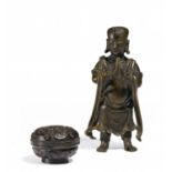 SHANCAI, EIN BEGLEITER DER GUANYIN. China. Späte Ming-Dynastie. 17. Jh. Bronze mit dunkler Patina.