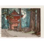 HOLZSCHNITT: TAKINOO SHRINE. Japan. Shôwa-Zeit. 1941. Nishiki-e. Das Blatt Takinoo jinja (Der