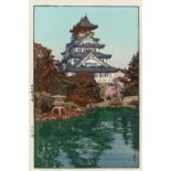 HOLZSCHNITT: OSAKA CASTLE. Japan. Shôwa-Zeit. 1935. Nishiki-e. Das Blatt Ôsakajô (Das Schloss von