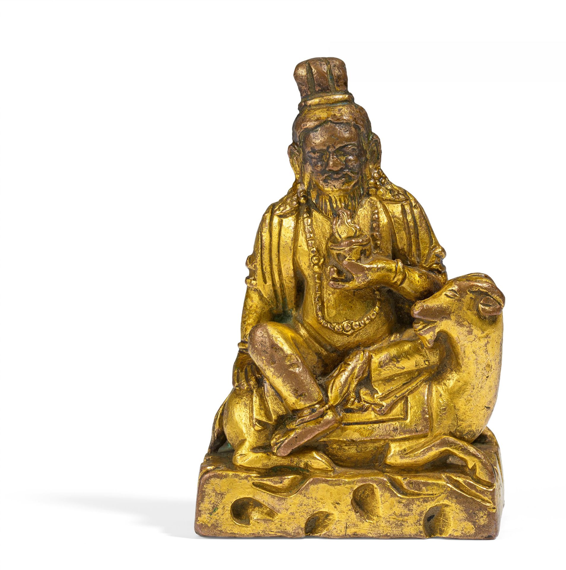 BEDEUTENDE FIGUR DES MAHASIDDHA THANGTONG GYALPO. Tibet. 16. Jh. Kupferbronze mit Vergoldung.